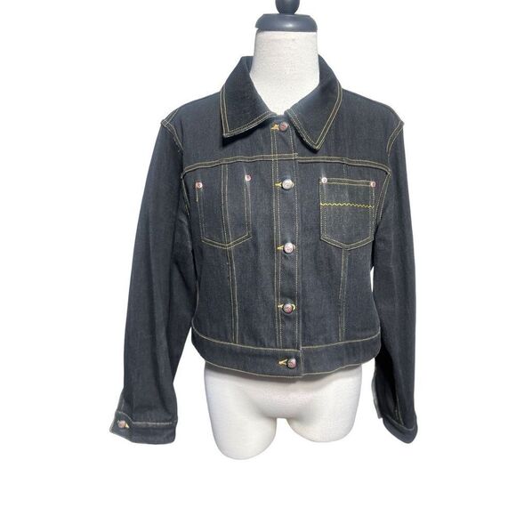 Flame By Johnny Blaze Reversible Animal Print Denim Jacket Size Large - Picture 1 of 11